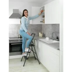 WENKO Alu-Klapptrittleiter Compact 3-stufig Dunkelgrau -Sauber Lieferungen Geschäft 00a9b961 d767 4322 8102 9d2e865737a4