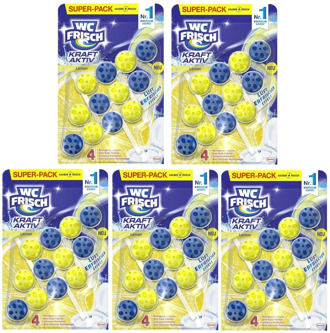 WC-Frisch Kraft Aktiv Duftspüler Lemon 5x150g WC-Reiniger Toilettenreiniger 3 WC-Frisch Kraft Aktiv Duftspüler Lemon 5x150g WC-Reiniger Toilettenreiniger