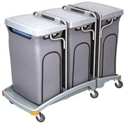 CleanSV® Dreifacher Müllentsorgungswagen 3 X 120l Mit Abdeckung - Variante Mit Deckel
