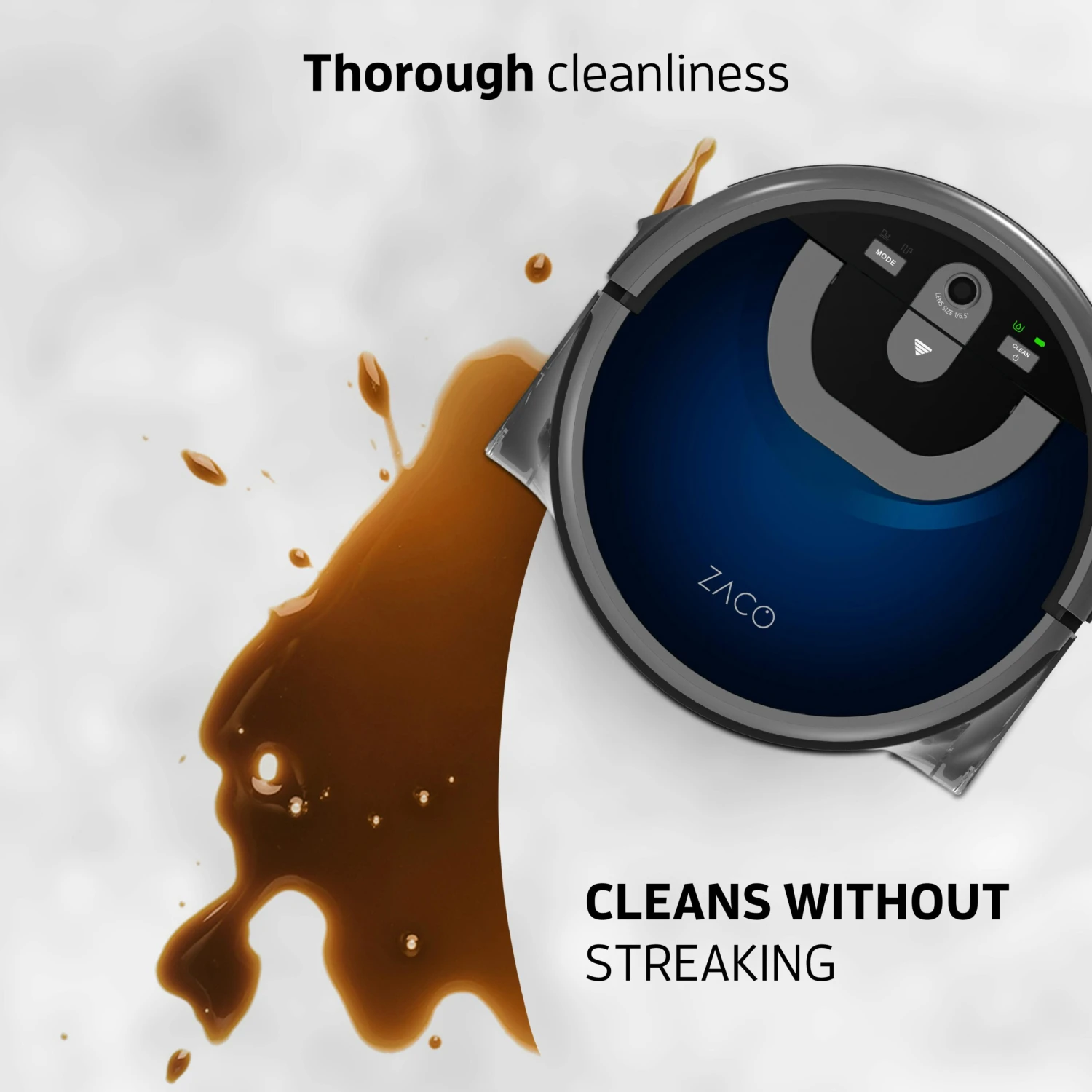 ZACO W450 Wischroboter Mit Frisch- Und Schmutzwassertanks , Bis 80 Min Nass Wischen, Kamera Navigation, App & Alexa Steuerung, Midnight Blue 9 ZACO W450 Wischroboter Mit Frisch- Und Schmutzwassertanks , Bis 80 Min Nass Wischen, Kamera Navigation, App & Alexa Steuerung, Midnight Blue – Bild 7