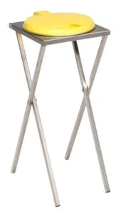 Edelstahl-Müllsackständer, 120l, HxBxT 900x400x450mm, Gestell Edelstahl, Deckel Kunststoff Gelb