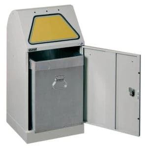 Wertstoffbehälter, Nicht Brennbar, 1x75l, HxBxT 840x380x320mm, Korpus Stahl RAL7016, Deckel Stahl Gelb, 2 Rollen 8 Wertstoffbehälter, Nicht Brennbar, 1x75l, HxBxT 840x380x320mm, Korpus Stahl RAL7016, Deckel Stahl Gelb, 2 Rollen – Bild 6