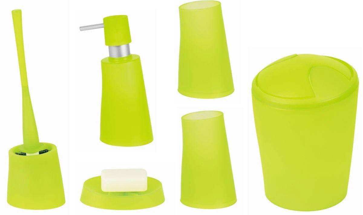 Spirella Badezimmer Set, 6-teiliges Badzubehör Move Seifenspender, WC-Bürste, Seifenschale, Kosmetikeimer Und Zahnputzbecher Grün 3 Spirella Badezimmer Set, 6-teiliges Badzubehör Move Seifenspender, WC-Bürste, Seifenschale, Kosmetikeimer Und Zahnputzbecher Grün