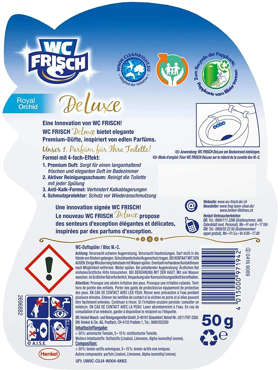 WC FRISCH DeLuxe Royal Orchid WC Reiniger Und WC-Duftspüler 1 Stück Badreiniger 8 WC FRISCH DeLuxe Royal Orchid WC Reiniger Und WC-Duftspüler 1 Stück Badreiniger – Bild 6