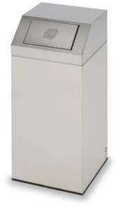 Edelstahl-Abfallbehälter, F. Außen, HxBxT 890x380x380mm, Korpus Edelstahl, Deckel Edelstahl, Innenbehälter Edelstahl