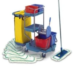 Hypafol Reinigungswagen 4x 5 Liter + 2x 18 Liter Eimer | Profi Putzwagen Mit Stabiler Mopp-Presse & Halterung Für Besen & Lappen | 100l Leinentasche -Sauber Lieferungen Geschäft 159f1708 9544 4b8c acfb d624c18274c9