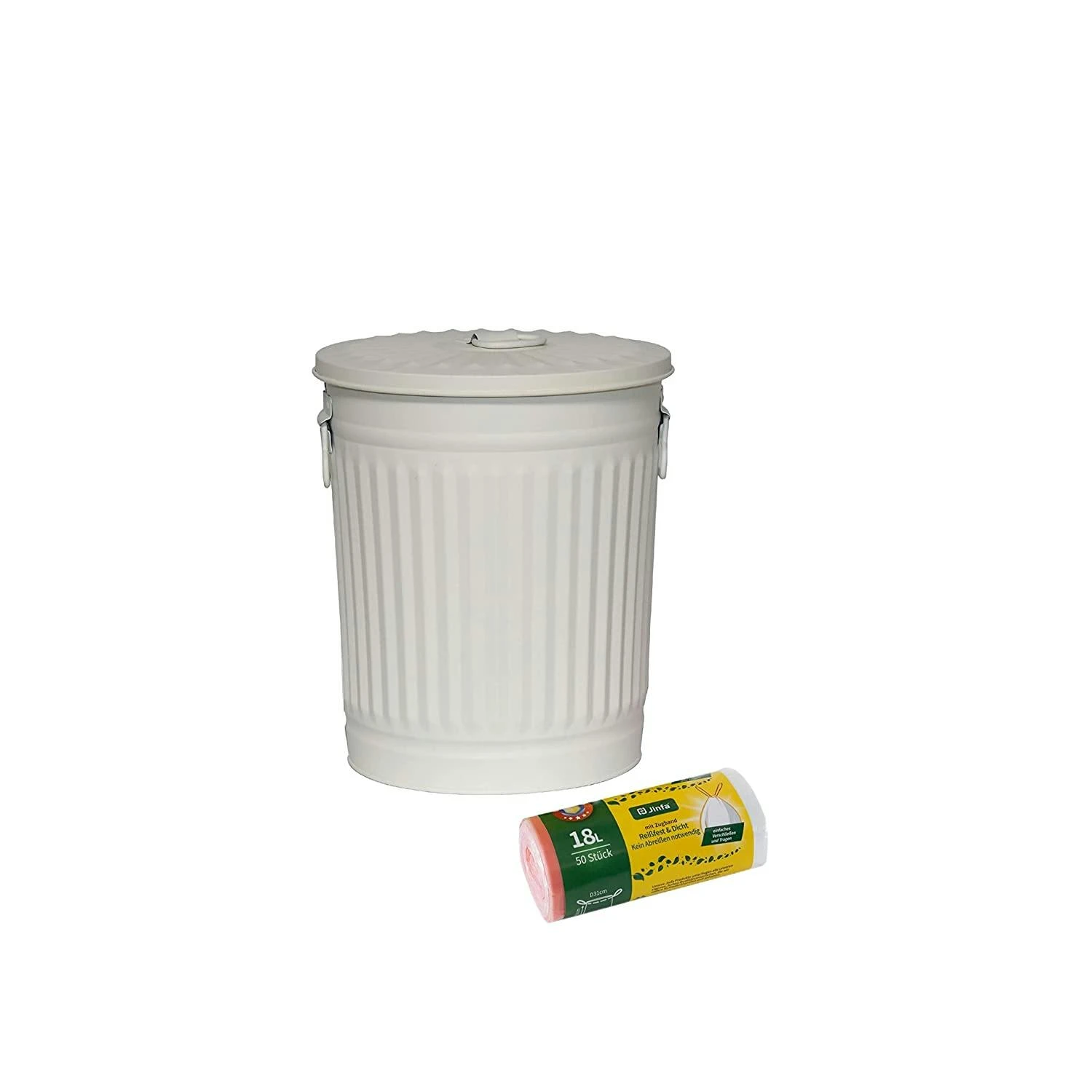Jinfa 1 Retrodesign Metalleimer Mit Griffen Und Deckel + 50 Müllbeutel | Schwarz | 18L 5 Jinfa 1 Retrodesign Metalleimer Mit Griffen Und Deckel + 50 Müllbeutel | Schwarz | 18L – Bild 3