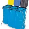 Müllsackständer, 3x120l, HxBxT 810x370x410mm, Deckel Kunststoff Schwarz, Gelb, Blau