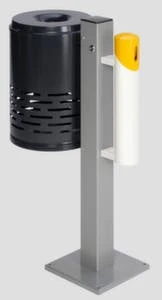 Var Kombiascher, HxBxT 1010x670x310mm, 46l, Korpus Stahl Anthrazit/weiß/gelb, In Zigaretten-Optik