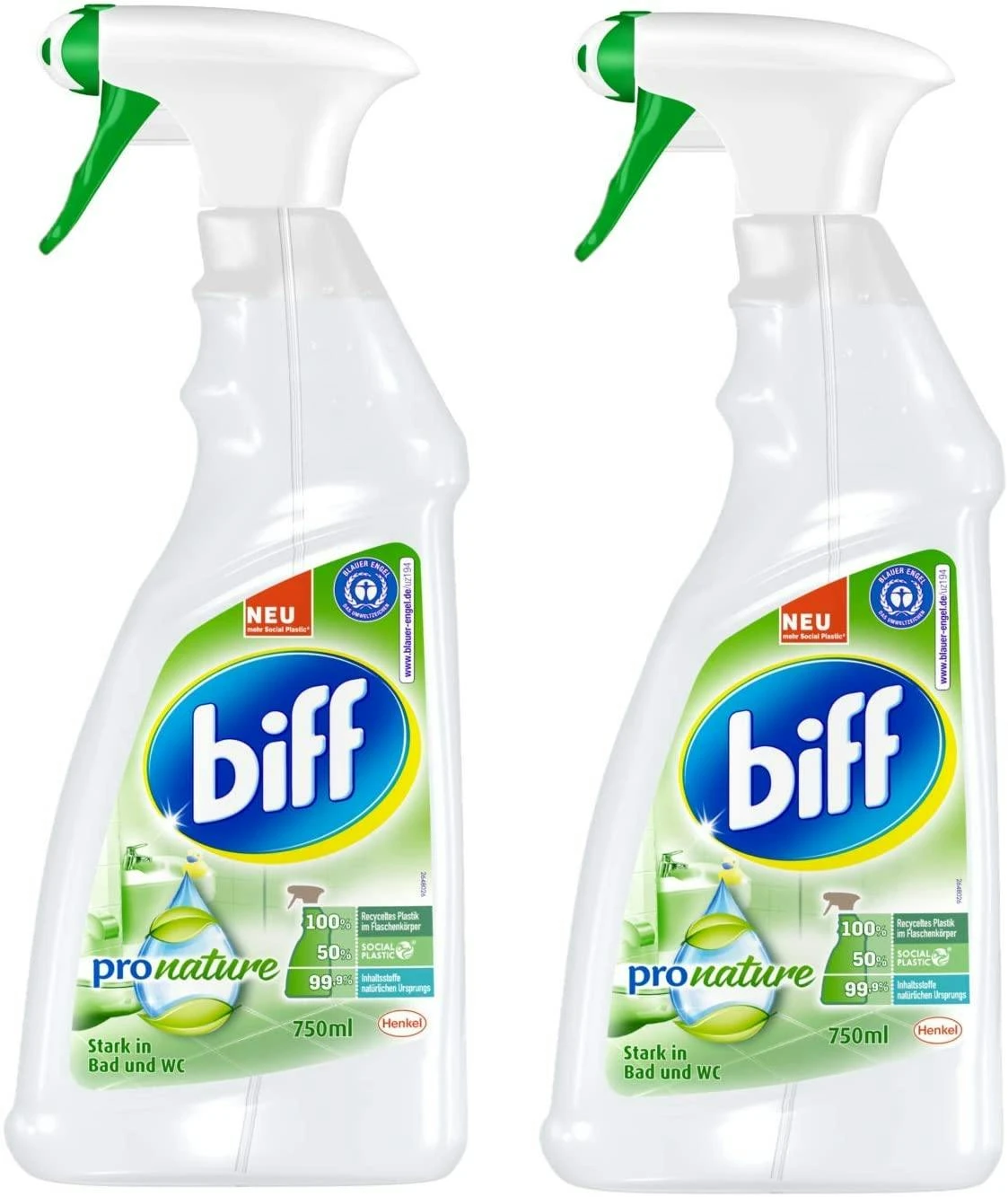 Biff Pro Nature Badreiniger Bad Reiniger Badezimmer Sprühflasche 2x750 Ml 3 Biff Pro Nature Badreiniger Bad Reiniger Badezimmer Sprühflasche 2x750 Ml