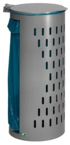 Müllsackständer, 120l, HxBxT 850x380x440mm, Korpus Stahl Silber, Deckel Metall Silber, Gelocht