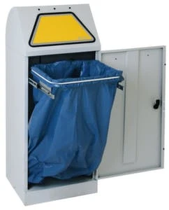 Wertstoffbehälter, Nicht Brennbar, 1x45l, HxBxT 800x400x380mm, Klemmring, Korpus Stahl RAL7035, Deckel Stahl RAL7035