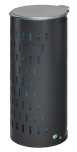 Müllsackständer, 120l, HxBxT 850x380x440mm, Korpus Stahl Antiksilber, Deckel Metall Silber, Gelocht, M. Klappe