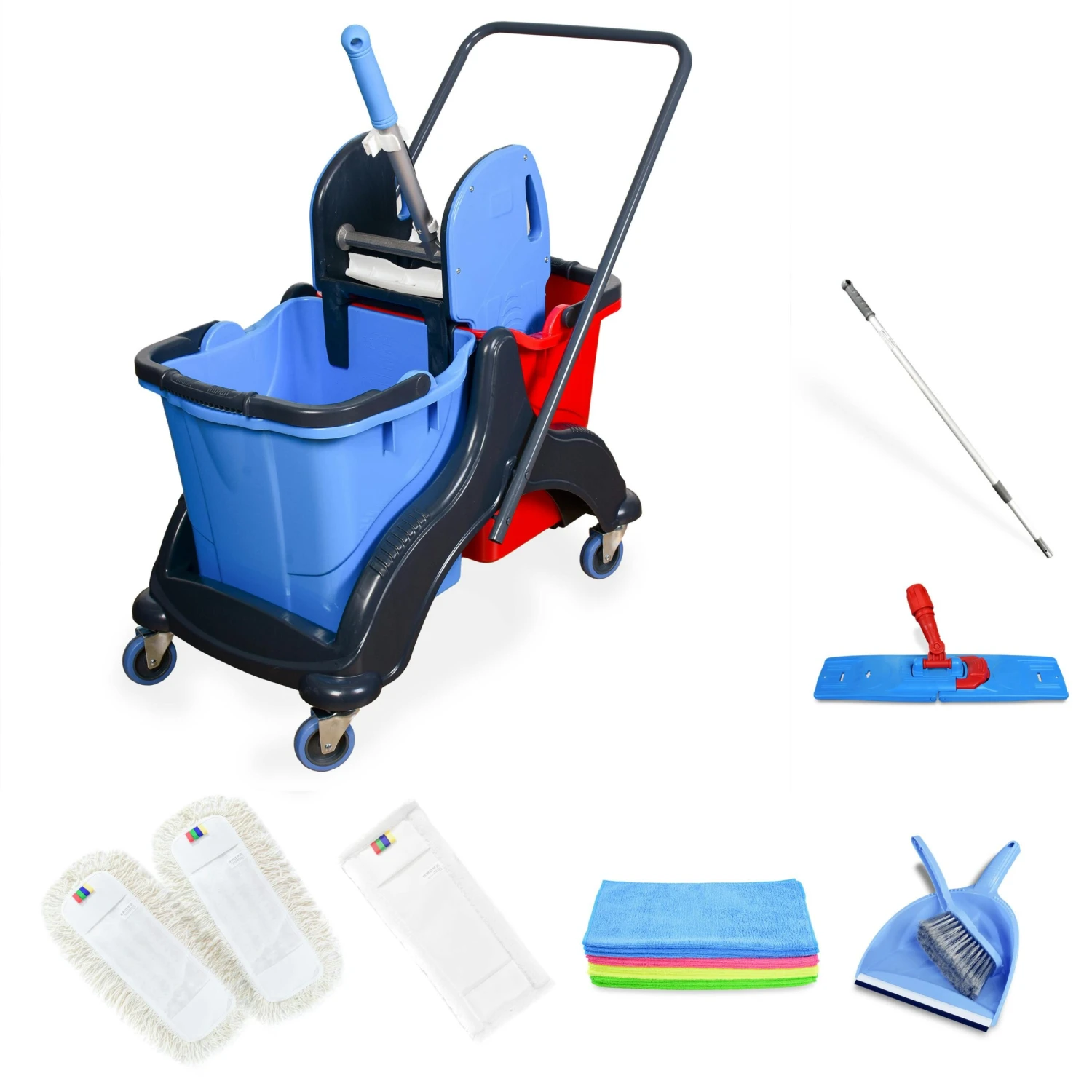 Hypafol Putzwagen Mit 100l Leinensack I 2x 18l & 4x 5l Eimern I Stabile Mopp-Presse & Halterung Für Besen I 3x 50 Cm Wischmopp | 12 Mikrofasertücher 7 Hypafol Putzwagen Mit 100l Leinensack I 2x 18l & 4x 5l Eimern I Stabile Mopp-Presse & Halterung Für Besen I 3x 50 Cm Wischmopp | 12 Mikrofasertücher – Bild 5