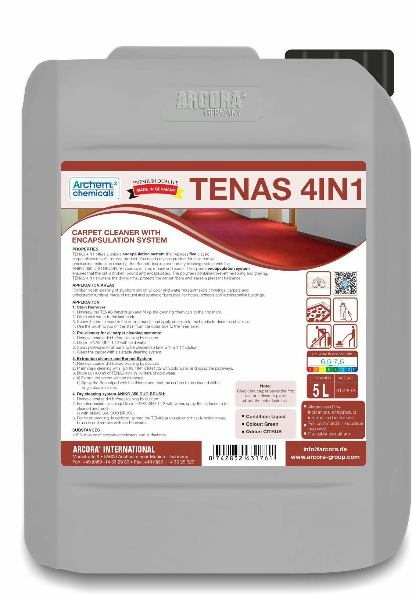 ARCORA Teppichreiniger Mit Encapsulation System TENAS 4IN1, 1L 4 ARCORA Teppichreiniger Mit Encapsulation System TENAS 4IN1, 1L – Bild 2