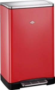Wesco Abfallbehälter, 2x18l, HxBxT 650x405x345mm, 2 Öffnung(en), Innenbeh. Kunststoff, Korpus Stahl Rot, Deckel Edelstahl