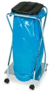 Müllsackständer, 70-120l, HxBxT 920x470x440mm, Gestell Verzinkt, Deckel Kunststoff Schwarz, 4 Lenkrollen