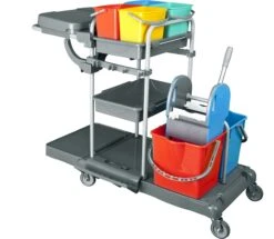 CleanSV© Aura2+ Reinigungswagen Mit Ablage Und 5 Liter Eimer, Wischwagen, Putzwagen Aus Kunststoff, Profi Moppresse, 2 Eimer (rot / Blau) Und Deichsel -Sauber Lieferungen Geschäft 4179cda7 e593 480e b9bd a164132c91a0 1