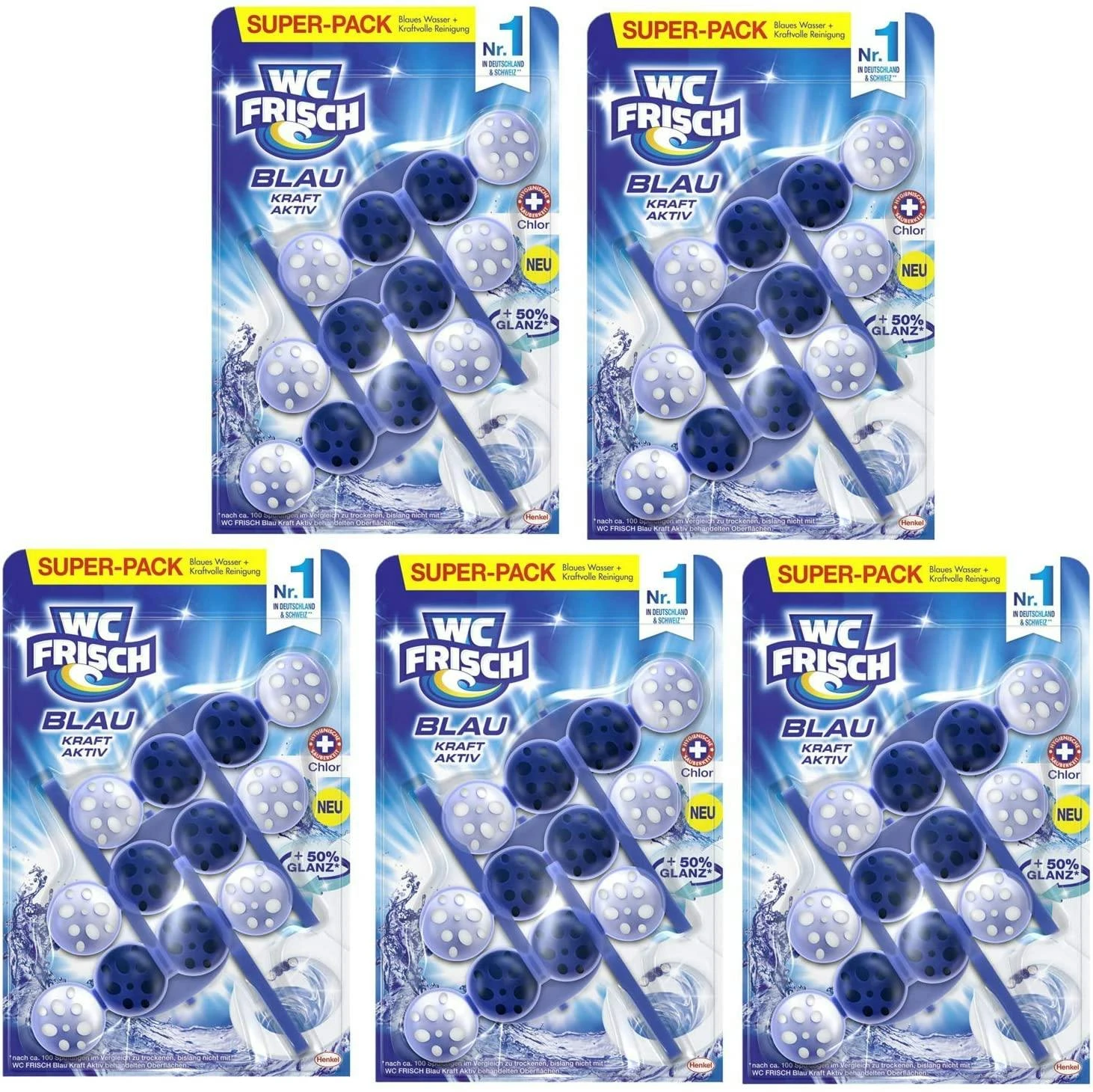 WC FRISCH Kraft Aktiv Blauspüler Chlor 9x150g WC Reiniger Toilettenreiniger 5 WC FRISCH Kraft Aktiv Blauspüler Chlor 9x150g WC Reiniger Toilettenreiniger – Bild 3