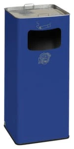 Kombiascher, HxBxT 700x320x320mm, Korpus Stahl Blau, M. Kippensieb