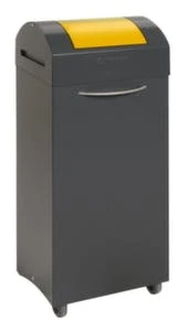 Wertstoffbehälter, Nicht Brennbar, 1x75l, HxBxT 840x380x320mm, Korpus Stahl RAL7016, Deckel Stahl Gelb, 2 Rollen