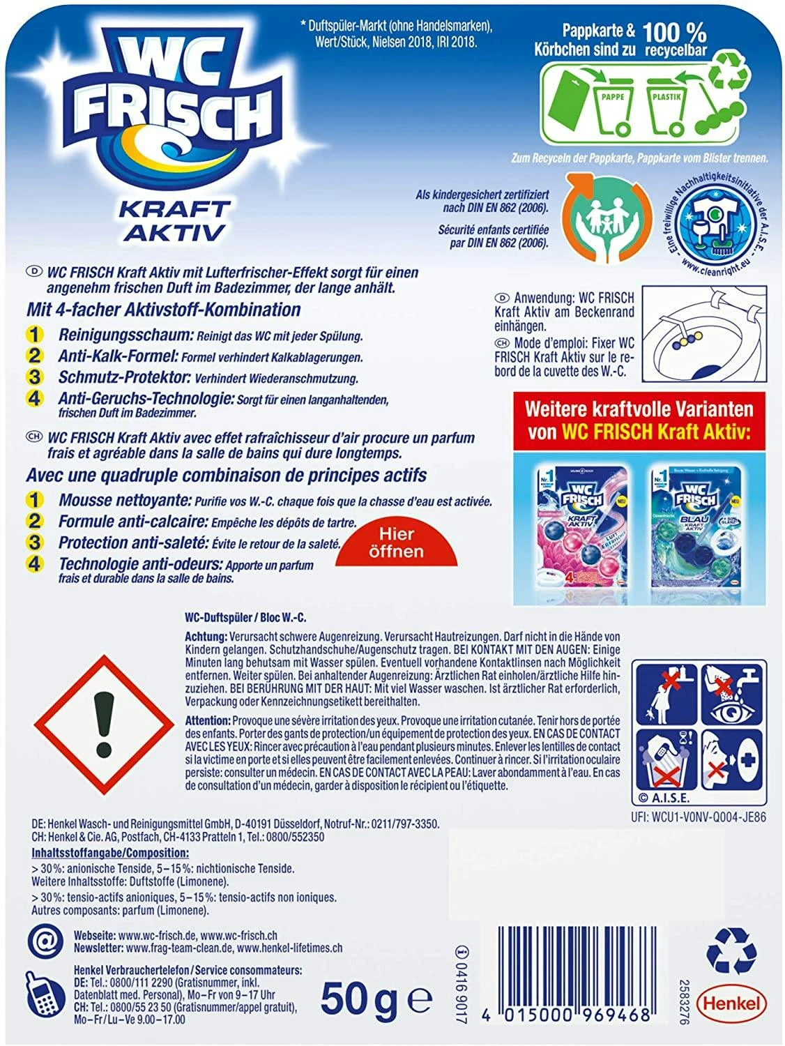 WC-Frisch Kraft Aktiv Duftspüler Lemon WC-Reiniger 50 G Badreiniger Reiniger 8 WC-Frisch Kraft Aktiv Duftspüler Lemon WC-Reiniger 50 G Badreiniger Reiniger – Bild 6