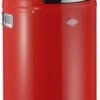 Wesco Abfallbehälter, 22l, HxØ 630x350mm, Innenbehälter Metall, Kopfteil Rot, Korpus Stahl Rot, Deckel Edelstahl