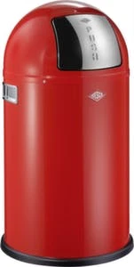 Wesco Abfallbehälter, 22l, HxØ 630x350mm, Innenbehälter Metall, Kopfteil Rot, Korpus Stahl Rot, Deckel Edelstahl