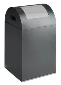 Var Wertstoffsammler, Selbstlöschend, 1x43l, HxBxT 660x320x320mm, Klemmring, Korpus Stahl Antiksilber, Deckel Stahl Silber