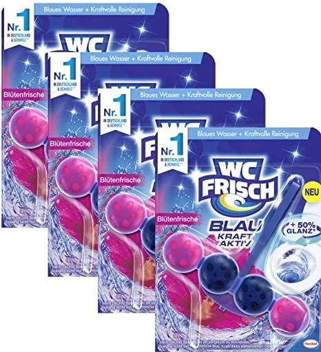 WC FRISCH Kraft Aktiv 4er Pack Blauspüler Chlor WC-Reiniger 4x1 Stück Farbspüler 4 WC FRISCH Kraft Aktiv 4er Pack Blauspüler Chlor WC-Reiniger 4x1 Stück Farbspüler – Bild 2