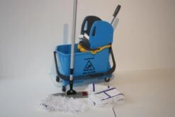 CleanSV® Wischset Vera Blau "Magic Click" 50 Cm, Putzeimer, Presse, 5tlg Mopset