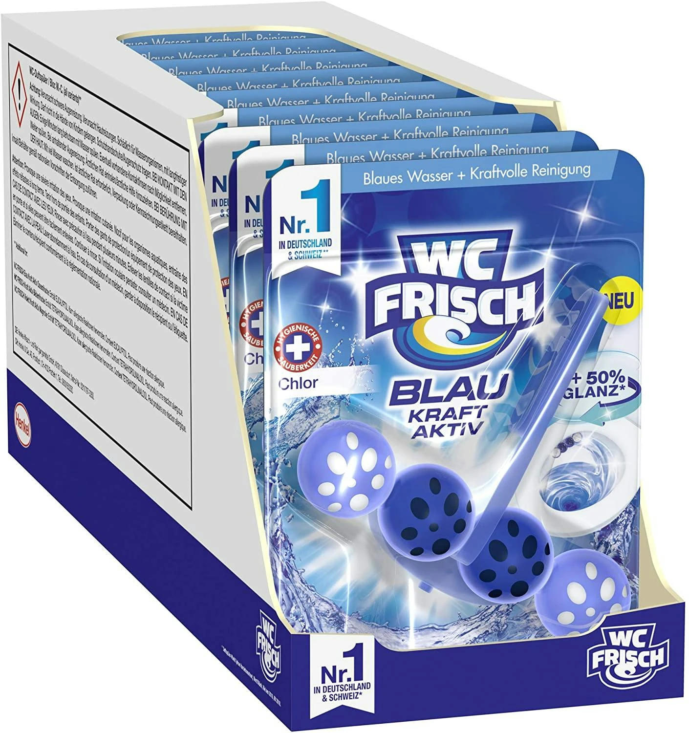WC FRISCH Kraft Aktiv Blauspüler Chlor 9x150g WC Reiniger Toilettenreiniger 6 WC FRISCH Kraft Aktiv Blauspüler Chlor 9x150g WC Reiniger Toilettenreiniger – Bild 4