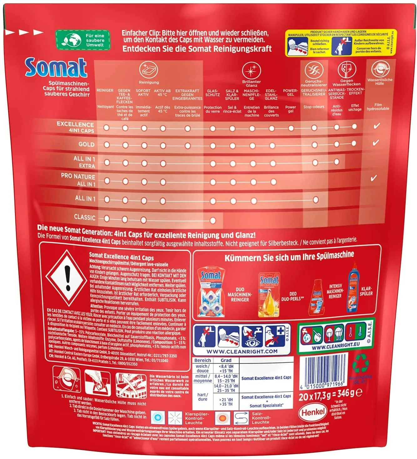 Somat Excellence 4in1 Caps 8x20 Caps Spülmaschinen Reinigung Geschirrspülmittel 8 Somat Excellence 4in1 Caps 8x20 Caps Spülmaschinen Reinigung Geschirrspülmittel – Bild 6