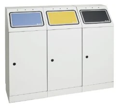 Abfalltrennung FD 45, 3-fach Station. Behälter Zur Wandbefestigung, RAL 7035/ProPads, Verz. Innenbehälter, 3x45 Liter