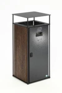 Var Kombiascher, HxBxT 913x400x400mm, 51l, Korpus Edelstahl/Stahl Holzoptik/antiksilber, M. Schutzdach