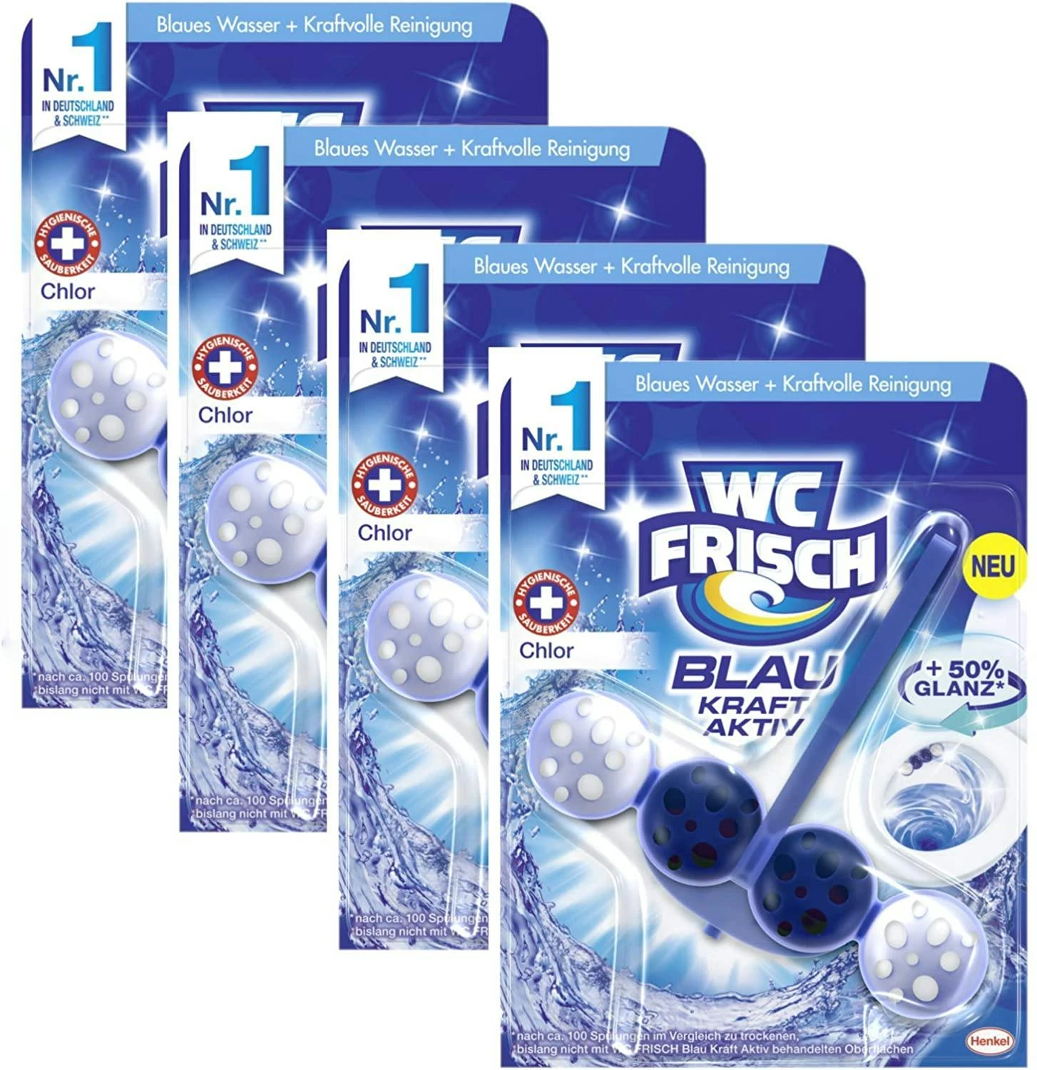 WC FRISCH Kraft Aktiv 4er Pack Blauspüler Ozeanfrische 4x1 Stück WC-Reiniger 5 WC FRISCH Kraft Aktiv 4er Pack Blauspüler Ozeanfrische 4x1 Stück WC-Reiniger – Bild 3
