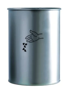 Edelstahl-Papierkorb, 22l, HxØ 390x290mm, Pfostenbefestigung, Korpus Edelstahl, Gelocht