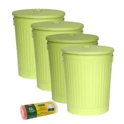 Jinfa 4er-Set Retrodesign Mülleimer Mit Griffen Und Deckel + 30 Müllbeutel | Gelb | 62L -Sauber Lieferungen Geschäft 7d46b58e d727 4d14 95f9 0f3b767b0de6