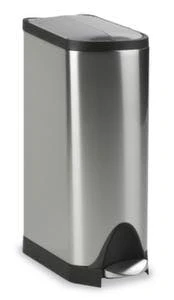 Edelstahl-Tretabfallbehälter, 45l, HxBxT 660x260x590mm, Innenbehälter Kunststoff, Korpus Edelstahl, Deckel Edelstahl