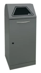 Wertstoffbehälter, Nicht Brennbar, 1x120l, HxBxT 1100x450x450mm, Gummispannring, Korpus Stahl Graualu, Deckel Stahl Graualu