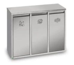 Wertstoffsammelstation, Feuerhemmend, 4x45l, HxBxT 975x1100x320mm, Innenbehälter Stahl, Korpus Stahl Braun, Deckel Edelstahl -Sauber Lieferungen Geschäft 88210565 c00a 4bac 9cab f76438620c2c