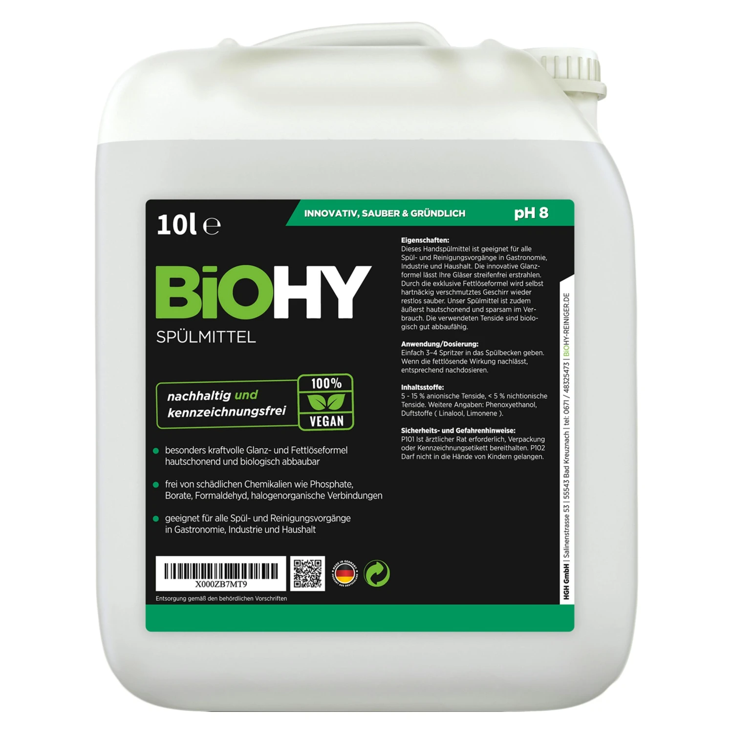 BiOHY Spülmittel (50x10l Kanister) | Frei Von Schädlichen Chemikalien & Biologisch Abbaubar | Glanz- & Fettlöseformel 8 BiOHY Spülmittel (50x10l Kanister) | Frei Von Schädlichen Chemikalien & Biologisch Abbaubar | Glanz- & Fettlöseformel – Bild 6
