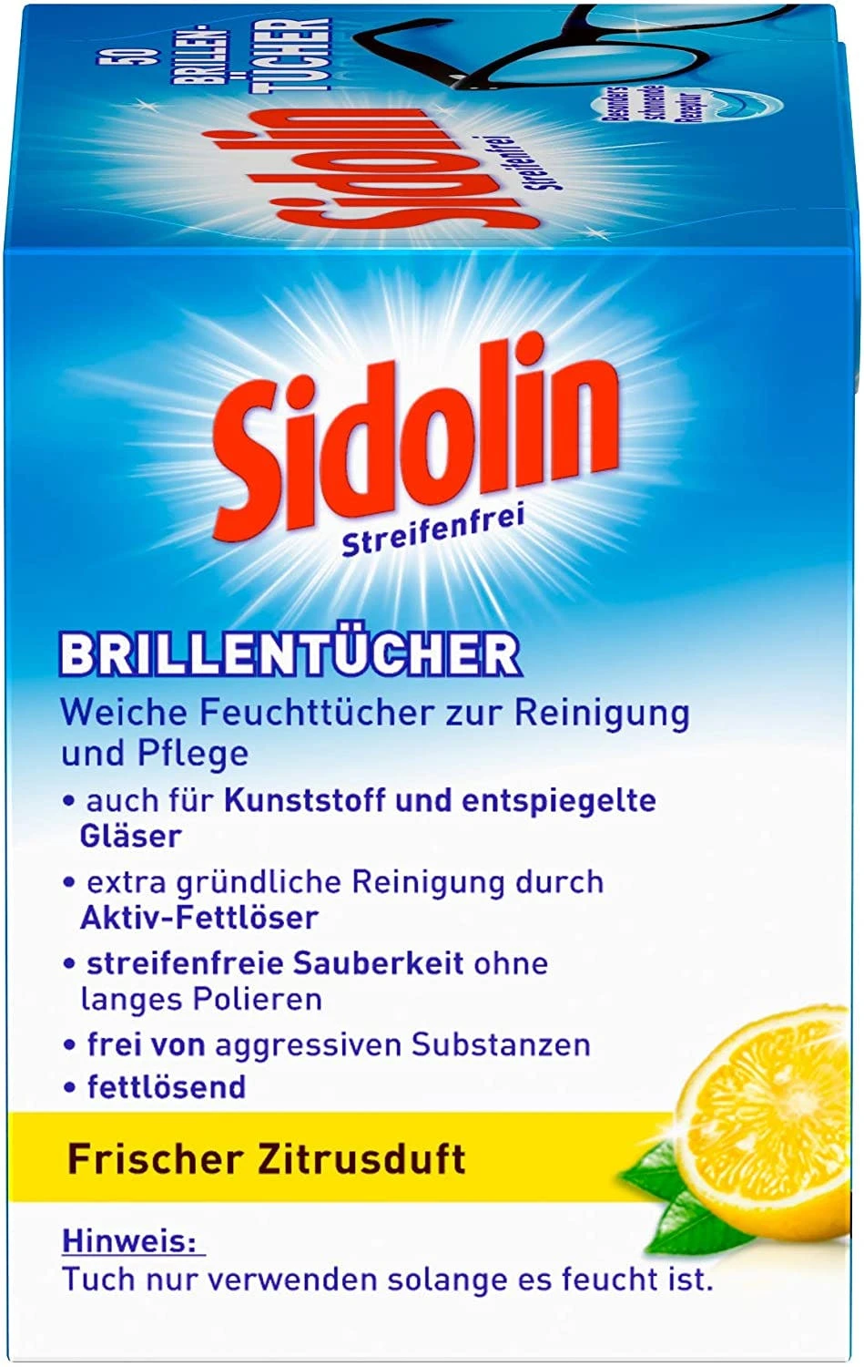 Sidolin Brillen Putztücher 50 Stück Reinigungstücher Brillenputztücher Reiniger 8 Sidolin Brillen Putztücher 50 Stück Reinigungstücher Brillenputztücher Reiniger – Bild 7