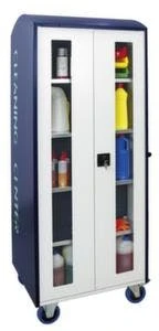 Reinigungsstation, Abfallsammler, Böden, Rollenhalter, Türen, 4xWannenboden, HxBxT 1950x700x650mm, Stahl, 2 Lenk-/2 Bockrollen