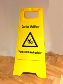 Warnschild Vorsicht Rutschgefahr Englisch / Deutsch
