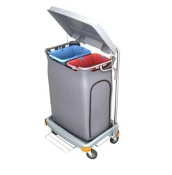 CleanSV® Reinigungswagen Abfallwagen Mit Seitenverkleidung, Müllsackhalter 2 X 70 Liter Mülltrennung Mit Pedal, Größe 69 Cm X 55 Cm X 100 Cm