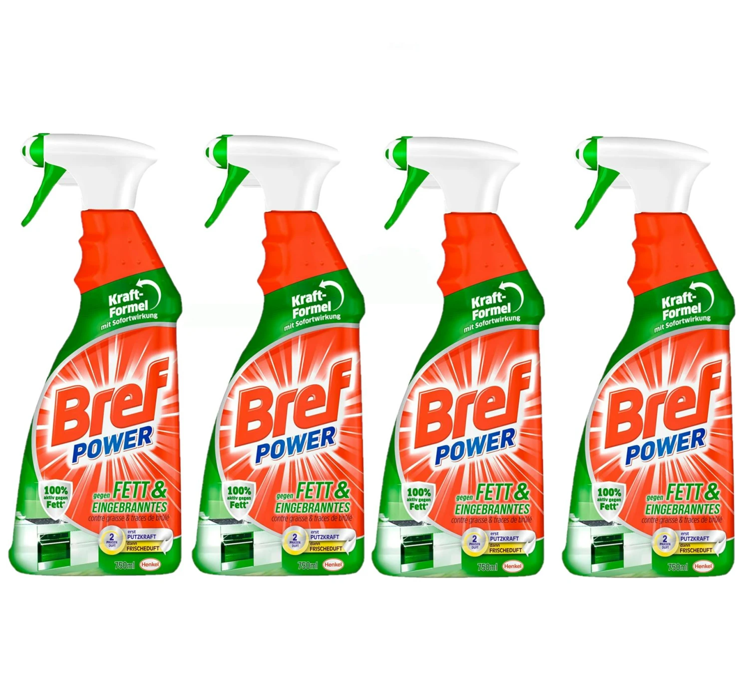 Bref Power Fett Eingebranntes Fettlöser Küchen Reiniger 4x750 Ml Sprühflasche 3 Bref Power Fett Eingebranntes Fettlöser Küchen Reiniger 4x750 Ml Sprühflasche
