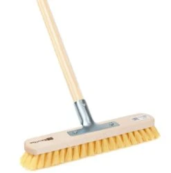 BawiTec Wischer-Schrubber 30cm Fibre Scheuerbürste Stiel Bodenwischer Holzstiel