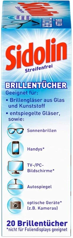 Sidolin Brillenputztücher 20 Stück Reinigungstücher Tücher Reinigen Putztuch -Sauber Lieferungen Geschäft b92b709c 9011 4437 9908 63ba3304c730