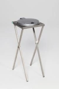 Edelstahl-Müllsackständer, 120l, HxBxT 900x400x450mm, Gestell Edelstahl, Deckel Kunststoff Silber